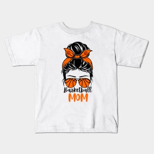 Messy Bun Basketball Mom Funny Kids T-Shirt